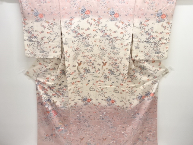 JAPANESE KIMONO / TSUKESAGE HOMONGI / FLOWER & BIRD